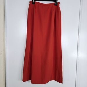 Vintage Rena Rowan Rust Orange Pencil Maxi Skirt‎ Size 10 High Waisted Split Hem